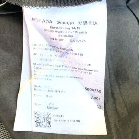 Escada Skirt Women’s EU 32 US 0 Black Wool Houndstooth Pencil Preppy Ladies - Picture 10 of 13